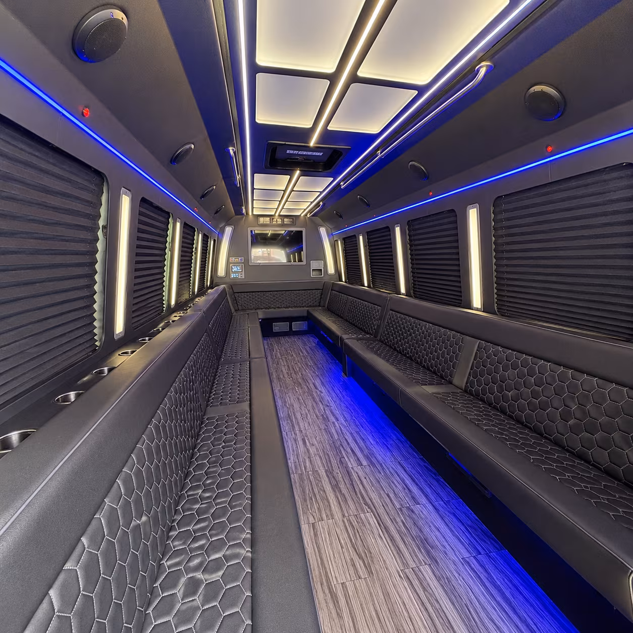 troy 30 passenger party bus interior