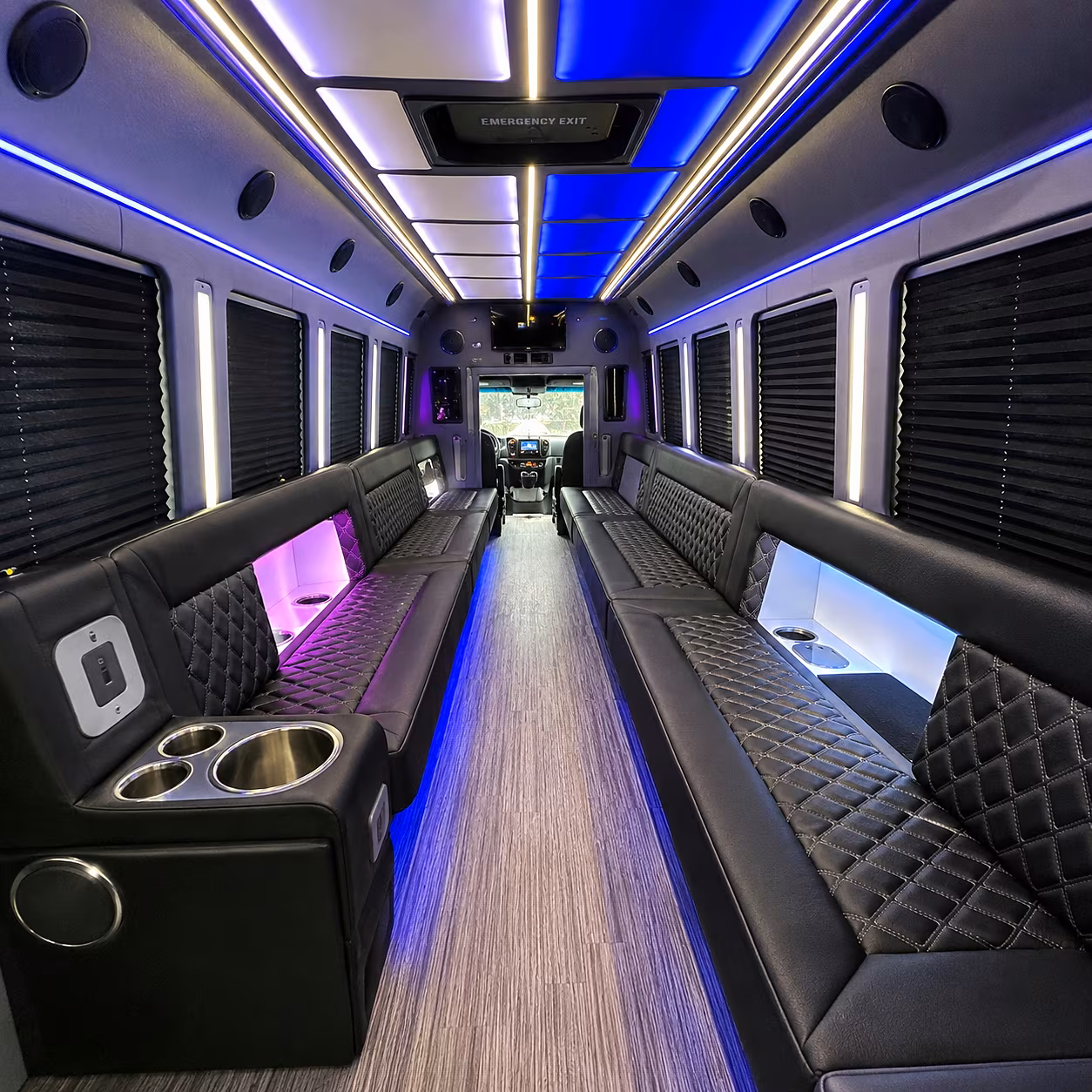 troy party bus rental interior